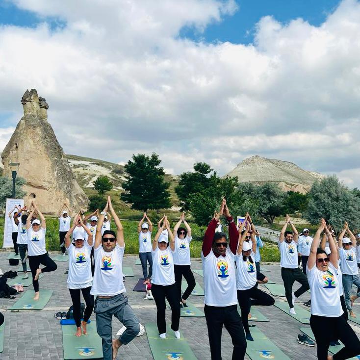 International Day of Yoga at Türkiye's Cappadocia, a UNESCO World Heritage site on 23 June 2023
